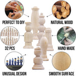 Load image into Gallery viewer, Unpainted Wood Chess Pieces Set of 32 pcs Chess Sets for DIY Craft Unfinished
