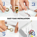 Load image into Gallery viewer, G128 Combo Pack: 6 Ft Tangle Free Spinning Flagpole (White) &amp; Illinois Flag 3x5 Ft Printed 150D Polyester, Brass Grommets (Flag Included) Aluminum Flag Pole