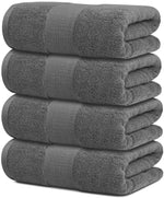 Load image into Gallery viewer, 4 Pack Resort Collection Soft Bath Towels 28x55 in Hotel Plush Cotton Smoke Grey
