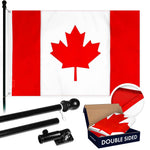 Load image into Gallery viewer, G128 Combo Pack: 5 Ft Tangle Free Aluminum Spinning Flagpole (Black) &amp; Canada Canadian Flag 2.5x4 Ft, Double ToughWeave Series Double Sided Embroidered 210D Polyester  Pole with Flag Included