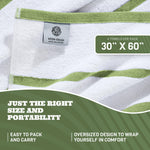 Load image into Gallery viewer, Cotton Pool Towels Oversized 30 x 60 Inch 4 Pack Ultra Absorbent and Low Lint Striped Beach Towels for Adults Stripes Design Luxury Extra Large Bath Towels Green
