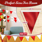 Load image into Gallery viewer, Triangle Banner Flags for Party Supplies   100ft White and Red Party Decorations Carnival Pennant Banner Flags on String
