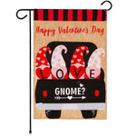 Load image into Gallery viewer, G128 Garden Flag Happy Valentine's Day Love Four Gnomes in Truck 12x18 Burlap Fabric