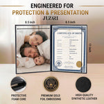 Load image into Gallery viewer, Birth Certificate Holder 8.5x11 Black Faux Leather Document Protector for Records Letter Size Durable Birth Certificate Document Holder Sleeve Protective Keepsake Folder with Gold Foil Cover
