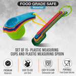 Load image into Gallery viewer, Measuring Cups and Spoons Set 15 Piece Plastic Measuring Cup Set for Liquid
