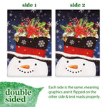 Load image into Gallery viewer, G128 Garden Flag Snowman with Festive Evergreen Top Hat  12x18 Inch  Printed Blockout Polyester  Christmas Decoration