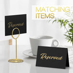 Load image into Gallery viewer, 10 Pack Black Reserved Table Signs for Wedding Gold Foil Reserved Seating Signs for Wedding Chairs Church Pews Double Sided Cardstock Reserved Signs for Tables Table Tent Reservation Cards
