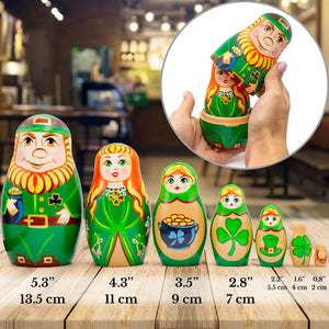 St. Patricks Day Irish Nesting Dolls Set 7 pcs Russian Dolls for St. Patricks