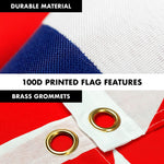 Load image into Gallery viewer, G128  6 Feet Tangle Free Spinning Flagpole (White) United Kingdom Brass Grommets Printed 3x5 ft (Flag Included) Aluminum Flag Pole