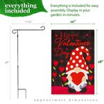 Load image into Gallery viewer, G128 Combo Pack: Garden Flag Stand Black 36 in x 16 in &amp; Garden Flag Happy Valentine's Day Decoration Gnome Holding Red Heart 12x18 Blockout Fabric