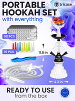 Load image into Gallery viewer, White Black Hookah set with everything Hookah Set 2 Hose Hookah LilOne
