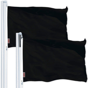 Solid Black Color Flag 3x5 Ft 2Pack Printed 150D Polyester By G128