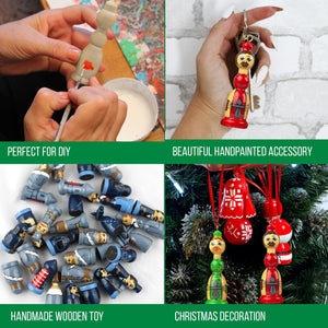 10 pcs Unfinished Wood Chess Pieces King Paint Your Own DIY Chess Keychain