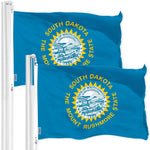 Load image into Gallery viewer, G128 2 Pack: South Dakota SD State Flag  3x5 Ft  Printed 150D Polyester  Indoor/Outdoor, Vibrant Colors, Brass Grommets, Quality Polyester, Much Thicker More Durable Than 100D 75D Polyester