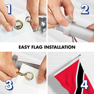 Combo Pack 6 Ft Tangle Free Aluminum Spinning Flagpole and Trinidad and Tobago