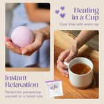 Load image into Gallery viewer, Mini Lavender Spa Gift Set Relaxation Gift Basket for Women Self Care Package with Lavender Candle Bath Bomb Soap Greeting Card &amp; More