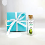 Load image into Gallery viewer, Tiny Magical Message in a Bottle Gift Idea Classy Inspirational Gifts for Him and Her Unique Presents for Women and Men (Green Avocado Happy Avo Day in Teal Gift Box)
