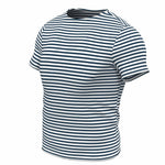 Load image into Gallery viewer, Dark Blue Sailor TShirt Striped Short Sleeved Telnyashka Тельняшка (L)