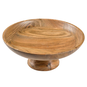 The Fine Living Co. Wooden Fruit Bowl Large Serving Platter for Dessert Round Shaped Serving Bowl for Cake Snacks Acacia Wood Bowls for Centrepiece Wedding Natural 12 x2