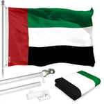 Load image into Gallery viewer, G128 Combo Pack: 6 Ft Tangle Free Spinning Flagpole (Silver) &amp; United Arab Emirates Flag 3x5 Ft Printed 150D Polyester, Brass Grommets (Flag Included) Aluminum Flag Pole