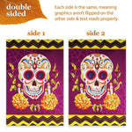 Load image into Gallery viewer, G128 Combo Pack: Garden Flag Stand Black 36 in x 16 in &amp; Garden Flag Day of the Dead Decoration Sugar Skull 12x18 DoubleSided Blockout Fabric