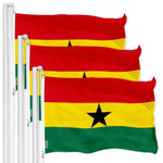 Load image into Gallery viewer, G128 3 Pack: Ghana Ghanaian Flag  3x5 Ft  LiteWeave Pro Series Printed 150D Polyester  Country Flag, Indoor/Outdoor, Vibrant Colors, Brass Grommets, Thicker and More Durable Than 100D 75D Polyester
