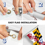 Load image into Gallery viewer, G128 Combo Pack: 6 Ft Tangle Free Aluminum Spinning Flagpole (Silver) &amp; Maryland MD State Flag 3x5 Ft, ToughWeave Series Embroidered 300D Polyester  Pole with Flag Included