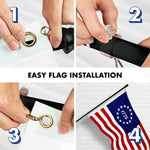 Load image into Gallery viewer, G128 Combo Pack: 6 Ft Tangle Free Aluminum Spinning Flagpole (Black) &amp; Betsy Ross 1776 Flag 3x5 Ft, ToughWeave Series Embroidered 300D Polyester  Pole with Flag Included