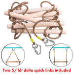 Load image into Gallery viewer, Wooden Rope Ladder for Kids with Ground anchoring Length 6.5&#39;(2m) Width 16 (40cm) Outdoor or Indoor Climbing Rope Ladder for Ninja Slackline Backyard Playground Home Gym Park Treehouse
