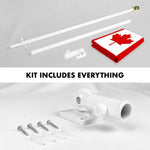 Load image into Gallery viewer, G128 Combo Pack: 6 Ft Tangle Free Aluminum Spinning Flagpole (White) &amp; Canada Canadian Flag 3x5 Ft, ToughWeave Series Embroidered 210D Polyester  Pole with Flag Included