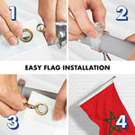 Load image into Gallery viewer, G128 Combo Pack: 6 Feet Tangle Free Spinning Flagpole (Silver) Morocco Moroccan Flag 3x5 ft Printed 150D Brass Grommets (Flag Included) Aluminum Flag Pole
