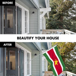 Load image into Gallery viewer, G128 Combo Pack: 6 Ft Tangle Free Aluminum Spinning Flagpole (Silver) &amp; Suriname Surinamese Flag 3x5 Ft, LiteWeave Pro Series Printed 150D Polyester  Pole with Flag Included