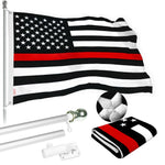 Load image into Gallery viewer, G128 Flag Pole 5 FT Silver Tangle Free &amp; Thin Red Flag 2.5x4 FT Combo Embroidered Spun Polyester