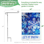Load image into Gallery viewer, G128 Combo Pack: Garden Flag Stand Black 36 in x 16 in &amp; Garden Flag Winter Decoration Let It Snow Snowflakes 12x18 DoubleSided Blockout Fabric