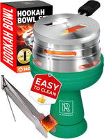 Load image into Gallery viewer, Premium Green Silicone Hookah Bowl Set Universal Phunnel Hookah Head Bowl for Perfect Heat Management Durable EasytoClean Hookah Top with Tongs Shisha Bowl for Smooth Airflow &amp; Max Flavor