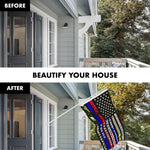 Load image into Gallery viewer, G128 Combo Pack: 6 Ft Tangle Free Aluminum Spinning Flagpole (White) &amp; Thin Line First Responders American Flag 3x5 Ft, LiteWeave Pro Series Printed 150D Polyester  Pole with Flag Included