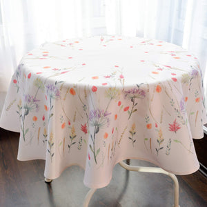 Finest Floral Coloring Round Easter Tablecloth 60 inch Non Iron Stain Resistant