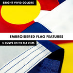 Load image into Gallery viewer, G128 Combo Pack: 5 Ft Tangle Free Aluminum Spinning Flagpole (White) &amp; Colorado CO State Flag 2x3 Ft, ToughWeave Series Embroidered 300D Polyester  Pole with Flag Included