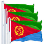 Load image into Gallery viewer, G128 3 Pack: Eritrea (Eritrean) Flag  3x5 feet  Printed 150D Indoor/Outdoor, Vibrant Colors, Brass Grommets, Quality Polyester, Much Thicker More Durable Than 100D 75D Polyester