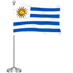 Load image into Gallery viewer, Uruguay Deluxe Desk Flag Set 8.5x5.5 In Printed 300D Polyester with Silver Dome

