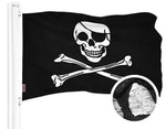 Load image into Gallery viewer, G128 Combo Pack: American USA Flag 20x30 In &amp; Pirate Jolly Roger Bones Flag 20x30 In  Both ToughWeave Series Embroidered 300D Polyester, Embroidered Design, Indoor/Outdoor, Brass Grommets