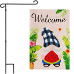Load image into Gallery viewer, Combo Pack Garden Flag Stand Black 36x16 in Garden Flag 12x18 in Summer Welcome
