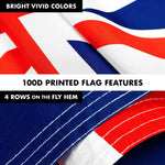 Load image into Gallery viewer, G128  6 Feet Tangle Free Spinning Flagpole (Silver) United Kingdom Brass Grommets Printed 3x5 ft (Flag Included) Aluminum Flag Pole