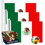 Load image into Gallery viewer, G128 3 Pack: Mexico Mexican Flag  6x10 Ft  Double ToughWeave Series Double Sided Embroidered 210D Polyester  Country Flag, Embroidered Design, Indoor/Outdoor, Brass Grommets, Heavy Duty, 2ply