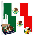 Load image into Gallery viewer, G128 2 Pack: Mexico Mexican Flag  6x10 Ft  Double ToughWeave Series Double Sided Embroidered 210D Polyester  Country Flag, Embroidered Design, Indoor/Outdoor, Brass Grommets, Heavy Duty, 3ply
