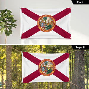 2 Pack Florida FL State Flag 3x5 Ft Printed 150D Polyester 4 Corner Brass