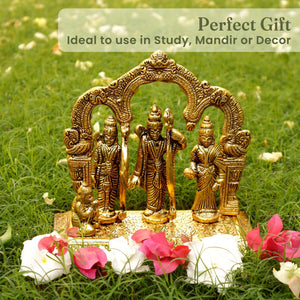 The Fine Living Co. Ram Darbar Includes Rama Sita Laxman Hanuman Murti Idol Statue Gold Plated Figurine for Home Temple Pooja Room Decor Living Room Altar Spiritual Decor