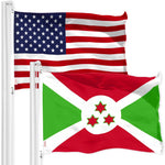 Load image into Gallery viewer, G128 Combo Pack: American USA Flag 3x5 Ft &amp; Burundi Umurundi Flag 3x5 Ft  Both LiteWeave Pro Series Printed 150D Polyester, Brass Grommets