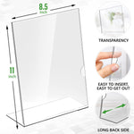 Load image into Gallery viewer, 2 Pack Acrylic Sign Holders 8.5x11 Plastic Stands for Display 8 1 2 x 11 Acrylic Sign Holder with Vertical Slanted Back Clear Plastic Sign Holder Paper Display Table Stand Flyer Document Paper
