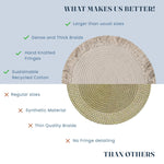 Load image into Gallery viewer, The Fine Living Co. Braided Cotton Placemats (Set of 6 15 Inches) with 6 Free Coasters Washable Anti Slip Heat Resistant Mats Boho Woven Round Table Mats for House Decor Kitchen and Dining
